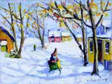 Carversville, Pa, Bucks County by Christopher Willett, Oil on canvas, sold Mar 2021