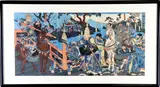 Kan'u accepting tribute from Soao and his followers by Utagawa Kuniyoshi, Woodblock print "Kan'u accepting tribute from Soao and his followers" from the Popular History of the Three Kingdoms", sold Mar 2021