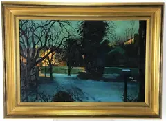 Canal at Night by Inez McCombs, Oil on canvas, sold Mar 2021