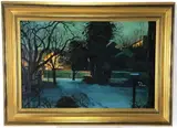 Canal at Night by Inez McCombs, Oil on canvas, sold Mar 2021