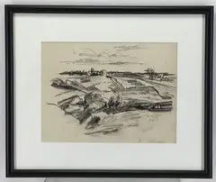 Countryside New Hope, PA by John Fulton Folinsbee, Charcoal drawing, sold Mar 2021