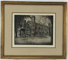 The Library, Bryn Mawr by George A. Bradshaw, Etching, sold Mar 2021