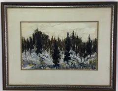 Windbreak by Stanley Hallett, Oil on paper, sold Mar 2021
