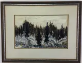 Windbreak by Stanley Hallett, Oil on paper, sold Mar 2021