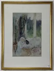 Sir William Gladstone reading by the Window by John McLure Hamilton, Watercolor on canvas, sold Mar 2021
