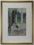 Sir William Gladstone reading by the Window by John McLure Hamilton, Watercolor on canvas, sold Mar 2021