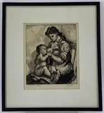 Mother and Child, by Frank Stamato, Etching, sold Apr 2021