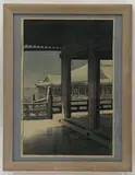 Evening Snow at Kiyomizu Temple by Kawase Hasui, Woodblock print, sold Jun 2021