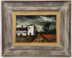 Stormy Landscape by Jerome Balleroy, Oil on board, sold Jul 2021
