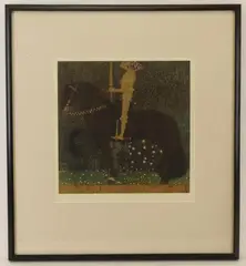 Life is a Struggle by Gustav Klimt, Lithograph with metallic highlights, sold Aug 2021