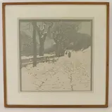 Winter by Carl Moll, Woodcut print on paper, sold Aug 2021