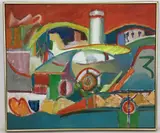 Airport, Costa Rica by Tom Gaughan, Oil on canvas, sold Sep 2021