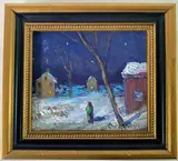 Walk Home Plumstead, Bucks County, Pa by Christopher G. Willett, Oil on board, sold Oct 2021