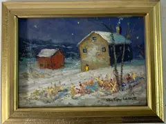 Road to Dilly's Corner, New Hope, Bucks County Pa. by Christopher G. Willett, Oil on board, sold Oct 2021