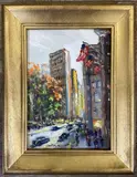 Afternoon Glow, Flat Iron Bld, N.Y. City by Christopher G. Willett, Oil on Board, sold Oct 2021