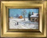Quakertown, Bucks County, Pa by Christopher G. Willett, Oil on board, sold Oct 2021