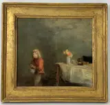 Cathy and Flowers by Seymour Remenick, Oil on board, sold Oct 2021