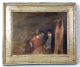 Scene at Market by Seymour Remenick, Oil on board, sold Oct 2021