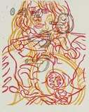 Untitled (for Film Forum) by David Salle, 1991, woodcut in colors on Hahnemühle paper, sold Nov 2020