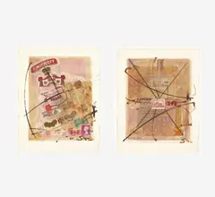 Group, two (2) collage works by Stephen Andrews, 1984, collage and watercolor on paper, sold Nov 2020
