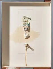 White Tube of Paint with Light by Dan Basen, 1964, mixed media in artists frame, sold Nov 2020
