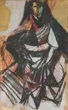 Untitled (Female figure) by Yoram Kaniuk, gouache and oil sticks on paper, sold Nov 2020