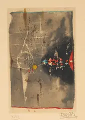 Untitled (Composition) by Johnny Friedlander, etching with aquatint, sold Nov 2020
