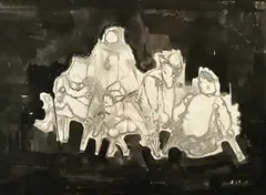 Untitled (Black composition) by Benoît Gilsoul, gouache and ink on paper, sold Nov 2020