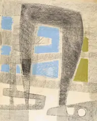 Construction by Benoît Gilsoul, pastel and charcoal on paper, sold Nov 2020