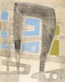 Construction by Benoît Gilsoul, pastel and charcoal on paper, sold Nov 2020