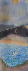 la Chute d'Icarus by Benoît Gilsoul, pastel and ink on artist board, sold Nov 2020