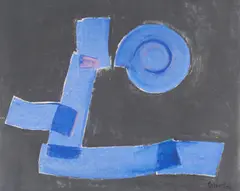 Untitled (Blue on black) by Benoît Gilsoul, 1976, graphite and pastel on paper, sold Nov 2020
