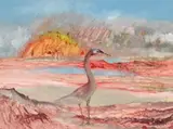 BIRD IN LANDSCAPE, c.1977 – 78 by Sidney Nolan, oil and enamel on composition board, sold Nov 2020