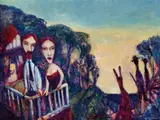 Dusk Thirroul, 1992 (From ‘D.H. Lawrence’ Series) by Garry Shead, oil on composition board, sold Nov 2020