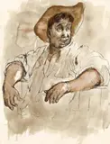 The Horsebreaker by Russell Drysdale, pen and ink and wash on paper, sold Nov 2020