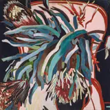 Protea And Gum Leaves by Cressida Campbell, 1979, watercolour on incised woodblock, sold Jul 2020