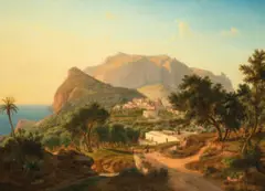 Abendlandschaft Von Der Insel Capri, 1846 (Evening Landscape From The Island Of Capri) by Eugene von Guerard, oil on canvas, sold Jul 2020