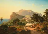 Abendlandschaft Von Der Insel Capri, 1846 (Evening Landscape From The Island Of Capri) by Eugene von Guerard, oil on canvas, sold Jul 2020
