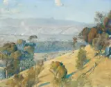 Dandenongs Landscape by Tom Roberts, 1925, oil on board, sold Jul 2020