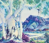 River Gum Near Bitter Springs Gorge by Albert Namatjira, watercolour on paper, sold Jul 2020