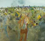 Acacias, Arthurs Creek by Fred Williams, 1977, oil on canvas, sold Jul 2020