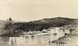 River Landscape by Lloyd Rees, 1931, pen and ink on paper, sold Jul 2020