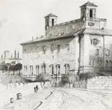 Medici Palace, Rome, 1924 (Verso: Palace Interior) by Lloyd Rees, pen and ink on paper, sold Jul 2020