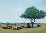 Pastoral Landscape by Elioth Gruner, oil on canvas on board, sold Jul 2020