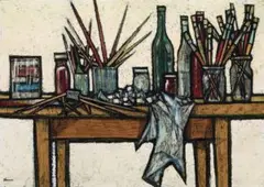STUDIO STILL LIFE No. 2 by Michael Shannon, c.1958, oil on composition board, sold Jul 2020