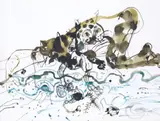 Cats by John Olsen, watercolour and ink on paper, sold Jul 2020