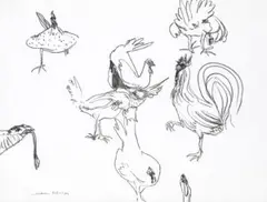 Chooks by William Robinson, 1983, pencil on paper, sold Jul 2020