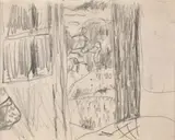 Porte-Fenêtre Ouverte, Vernon by Pierre Bonnard, 1921, pencil on paper, sold Jul 2020