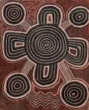 Djintara by John Tjapaltjarri, c.1976, synthetic polymer powder paint on canvas on composition board, sold Mar 2020