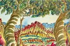 Central Australian Landscape by Otto Pareroultja, watercolour on card, sold Mar 2020